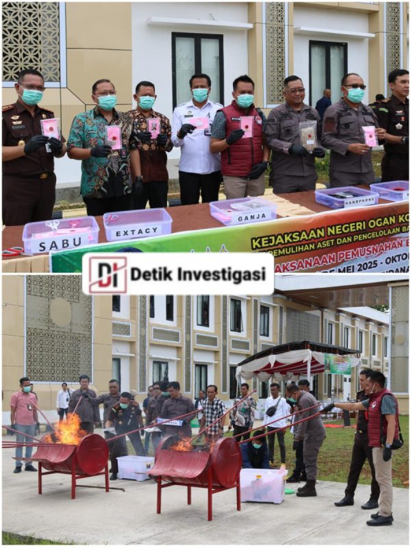 Kejari OKU Musnahkan Barang Bukti 58 Perkara, Termasuk Narkotika dan Senjata Api